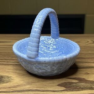 Vintage Loomco Blue Ceramic Basket